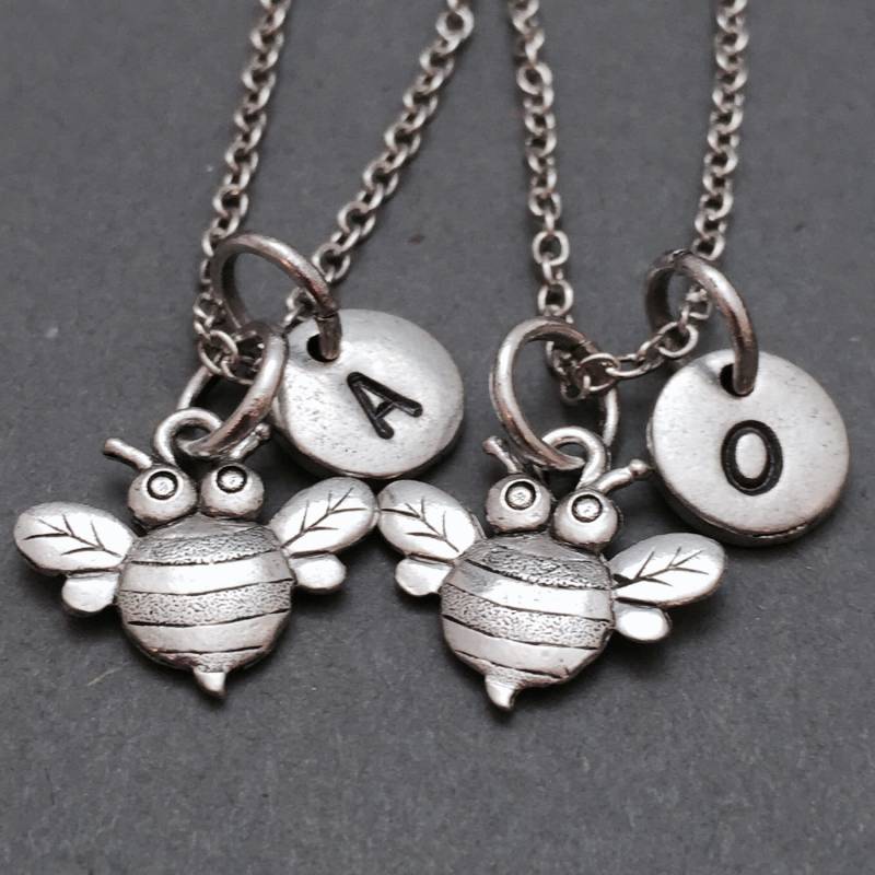 Freundschaft-Halskette, Schwester Biene Charm Halskette, Bumble Bee Bff Halskette Collier, Besten Freund Personalisierte von Toodaughters