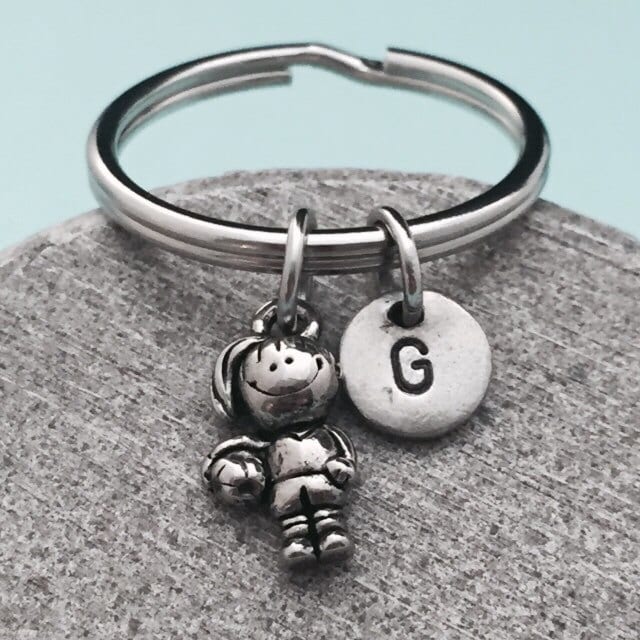 Fußball Mädchen Schlüsselbund, Charme, Sport Personalisierte Schlüsselanhänger, Erste Individuelle Monogramm von Toodaughters