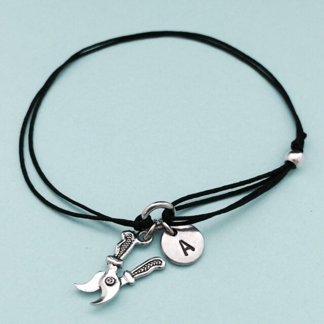 Garten Scheren Schnur Armband, Gartenarbeit Bettelarmband, Verstellbare Personalisierte, Initial, Monogramm von Toodaughters