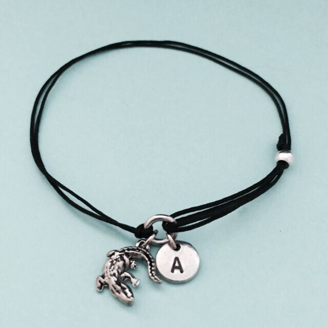 Gator Schnur Armband, Bettelarmband Gator, Verstellbare Bettelarmband, Personalisierte Initial, Monogramm von Toodaughters
