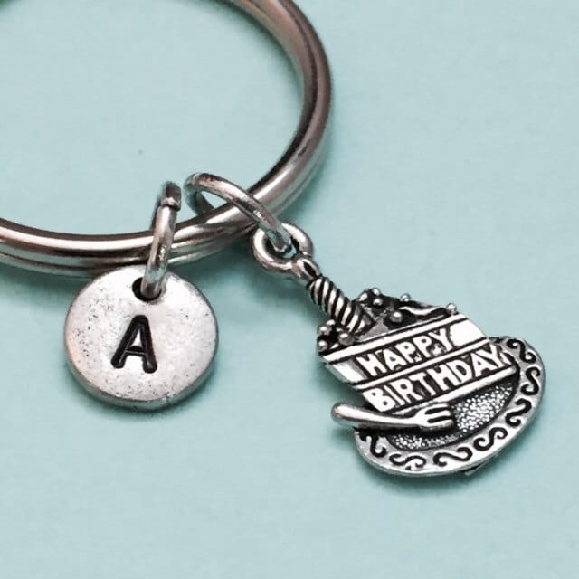 Geburtstag Kuchen Schlüsselbund, Charme, Essen Personalisierte Schlüsselanhänger, Anfängliche Keychain, Angepasst, Monogramm von Toodaughters