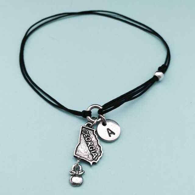 Georgien-Kordel-Armband, Georgien Bettelarmband, Verstellbare Armband, Personalisierte Erste Monogramm von Toodaughters