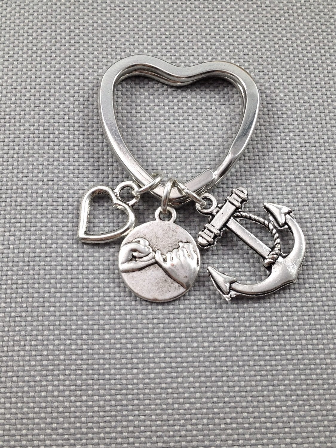Geschenk Für Beste Freundin, Pinky Versprechen Schlüsselbund, Bester Freund Herz Keychain, Anker Bff Keychain von Toodaughters