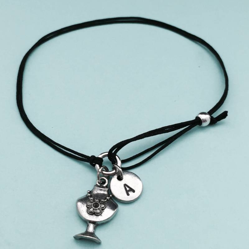 Halter Kabel Armband Halskette, Halskette Bettelarmband, Verstellbare Armband, Personalisierte, Initial, Monogramm von Toodaughters