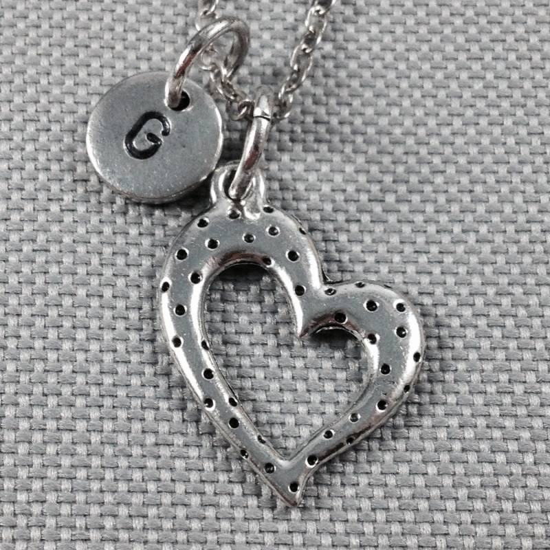 Herz-Halskette, Schmuck Herz, Liebe, Personalisierte Halskette, Herz Charm, Anfängliche Lange Silber von Toodaughters