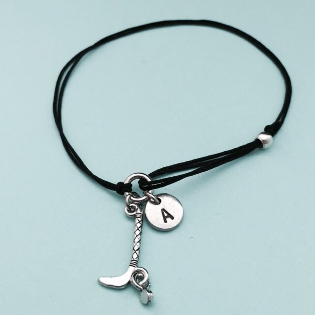 Hockeyschläger Schnur Armband, Bettelarmband Hockeyschläger, Verstellbare Bettelarmband, Personalisierte Initial, Monogramm von Toodaughters