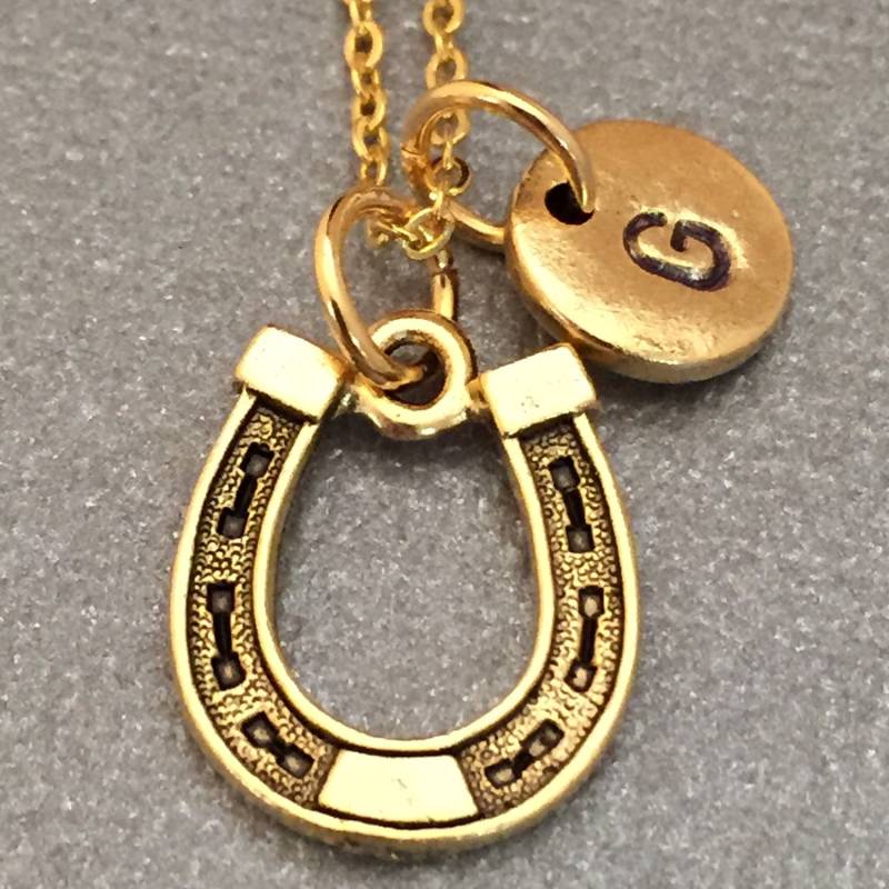 Hufeisen Sie, Halskette, Charme, Viel Glück Personalisierte Erste Ursprünglichen Monogramm von Toodaughters