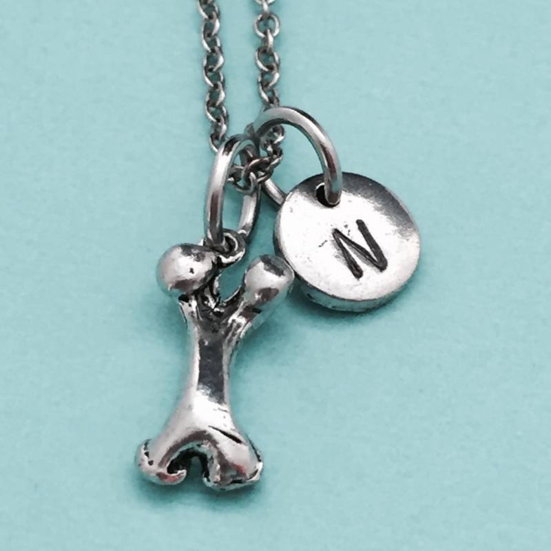 Hund Knochen Halskette, Charme, Personalisierte Erste Ursprünglichen Monogramm von Toodaughters