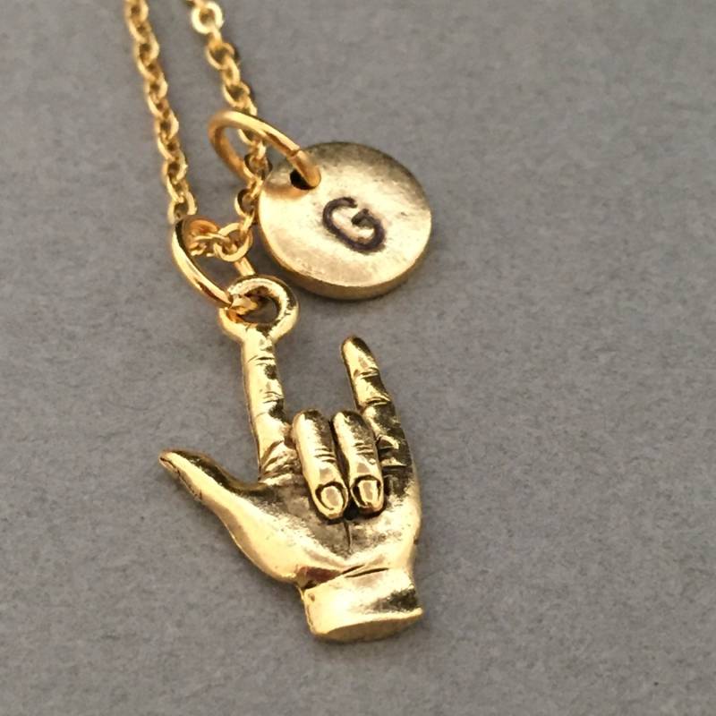 Ich Liebe Dich Halskette, Ich Sie Charme, Gebärdensprache Personalisierte Erste Ursprünglichen Monogramm Ich Liebe Dich Halskette, Ich Sie Charme, Gebärdensprache Personalisierte Erste Ursprünglichen Monogramm von Toodaughters