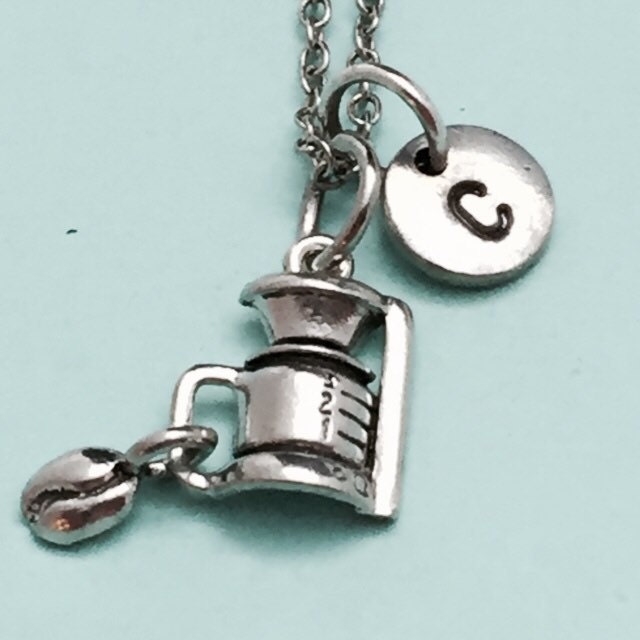 Kaffee-Topf-Halskette, Kaffee-Topf-Charme, Einheit Halskette, Personalisierte Collier, Anfängliche Ursprünglichen Charme, Monogramm von Toodaughters