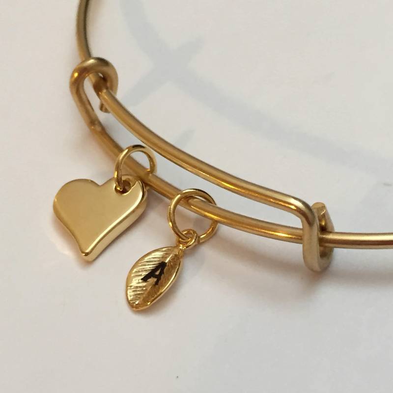 Kleines Herz Armreif, Charm Armband, Erweiterbar Personalisierte, Erste Monogramm von Toodaughters
