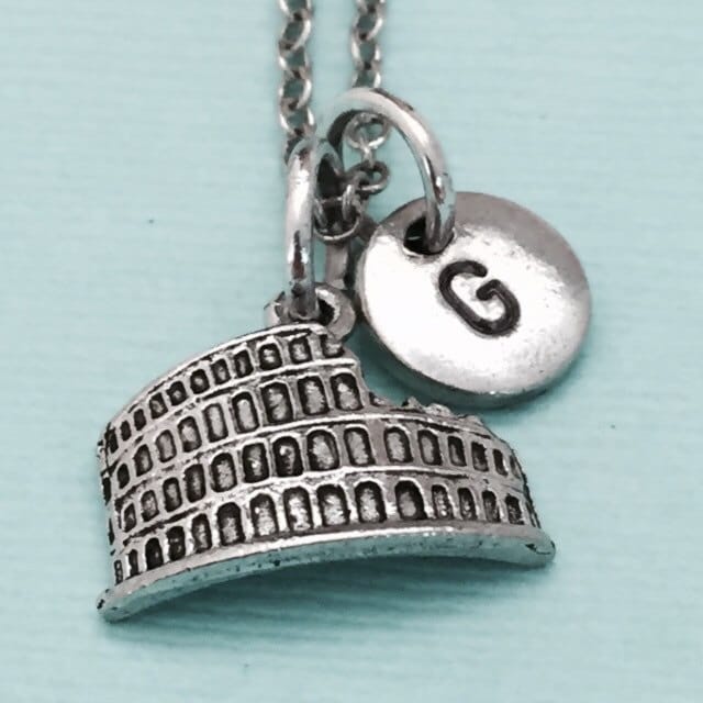 Kolosseum-Halskette, Kolosseum Charme, Platzieren, Halskette, Personalisierte Anfängliche Collier, Ursprünglichen Monogramm von Toodaughters