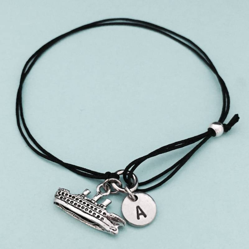Kreuzfahrtschiff Kordelarmband, Bettelarmband, Verstellbares Armband, Personalisiertes Initiale, Monogramm von Toodaughters
