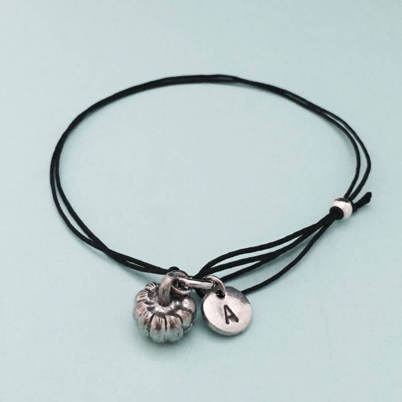 Kürbisschnur Armband, Kürbis Charm Verstellbares Personalisiertes Initiale, Monogramm von Toodaughters