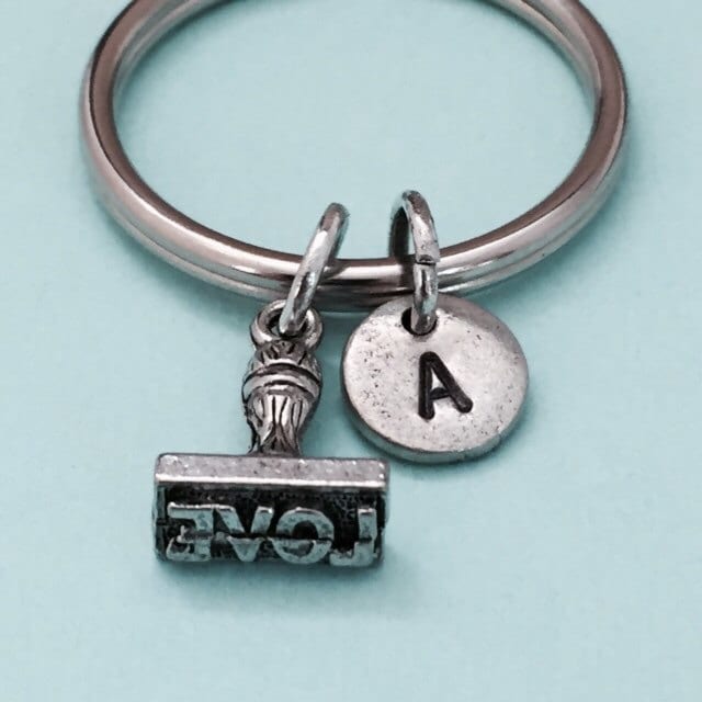 Liebe Stempel Charme, Schlüsselbund, Personalisierte Schlüsselanhänger, Anfängliche Ursprünglichen Angepasst, Monogramm von Toodaughters