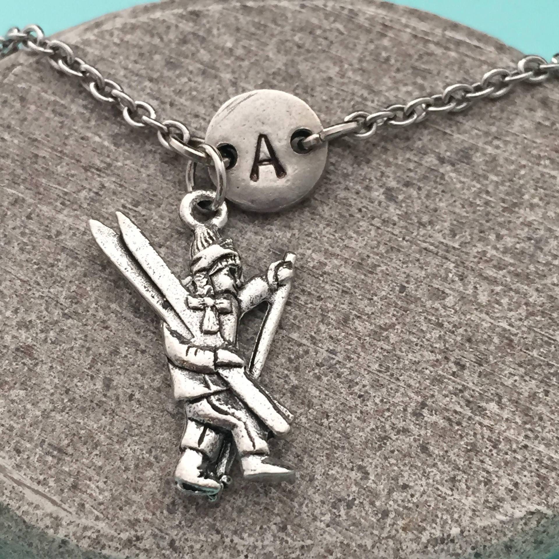 Mädchen, Skifahren, Bettelarmband, Mädchen Skifahren Charme, Sport Armband, Einstellbar, Personalisierte Monogramm von Toodaughters