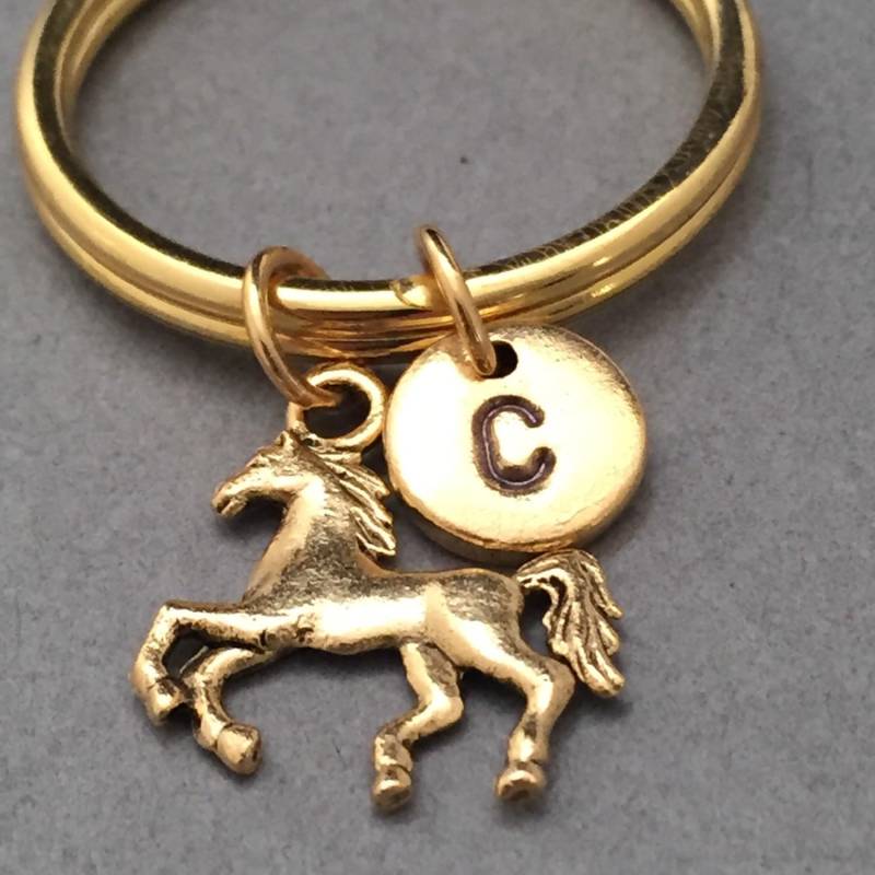 Pferd Charme, Tier Schlüsselanhänger, Schlüsselbund, Personalisierte Erste Ursprünglichen Angepasst, Monogramm von Toodaughters