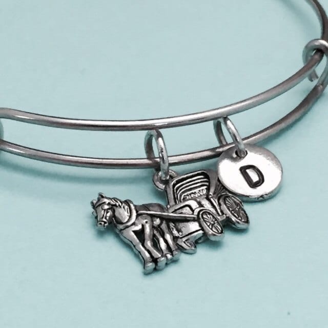 Pferd Und Fehlerhafte Armreif, Kinderwagen Charm Armband, Erweiterbar Personalisiertes Anfängliche Monogramm von Toodaughters