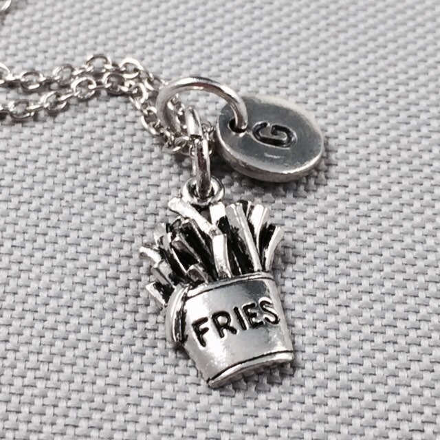 Pommes Frittes Charm Halskette, Fries, Charme, Essen Collier, Frites, Lebensmittel, Schmuck, Ursprünglichen Monogramm Zu Personalisieren von Toodaughters