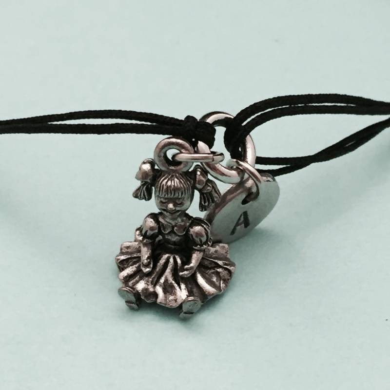 Puppe Schnur Armband, Bettelarmband Puppe, Verstellbare Bettelarmband, Personalisierte Initial, Monogramm von Toodaughters