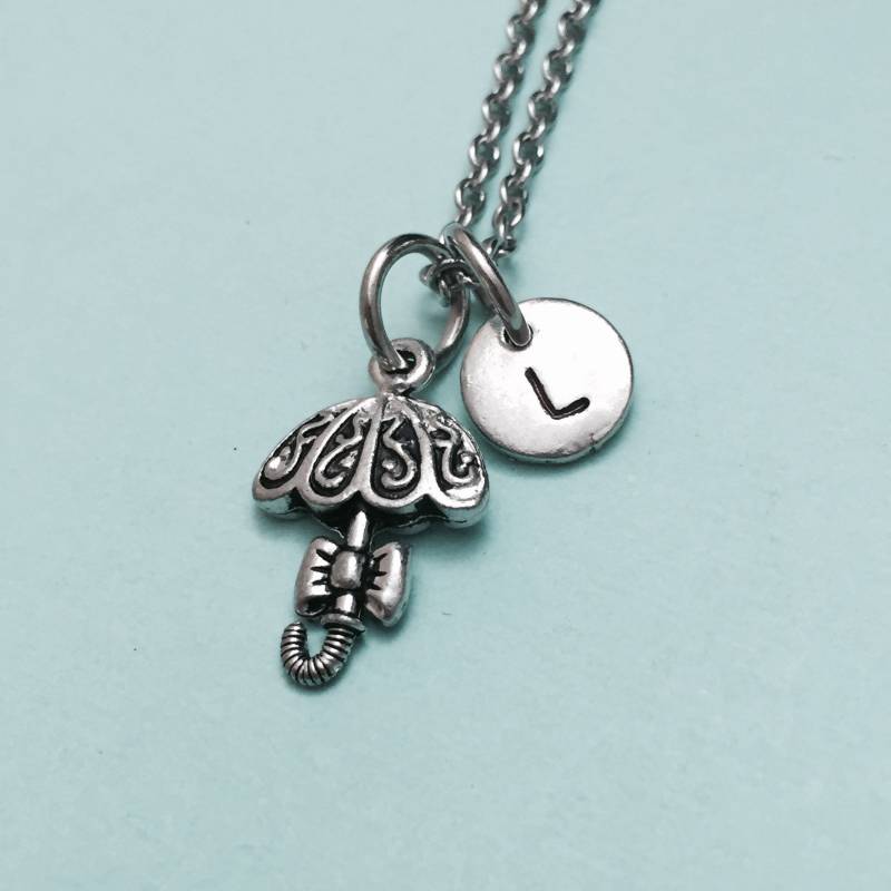 Regenschirm, Schirm Charme, Wetter-Kette, Personalisierte Halskette, Initial Ursprünglichen Monogramm von Toodaughters