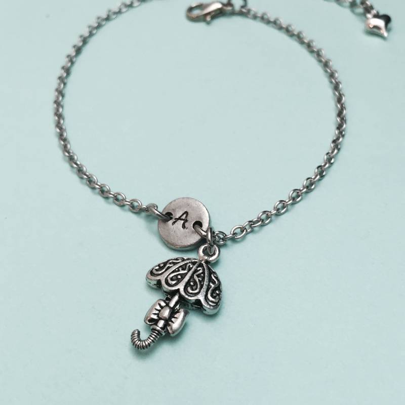 Regenschirm Bettelarmband, Schirm Charme, Verstellbare Armband, Personalisierte Monogramm von Toodaughters