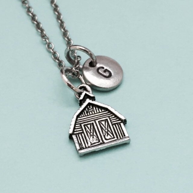 Scheune-Halskette, Scheune Charme, Personalisierte Halskette, Erste Ursprünglichen Monogramm von Toodaughters