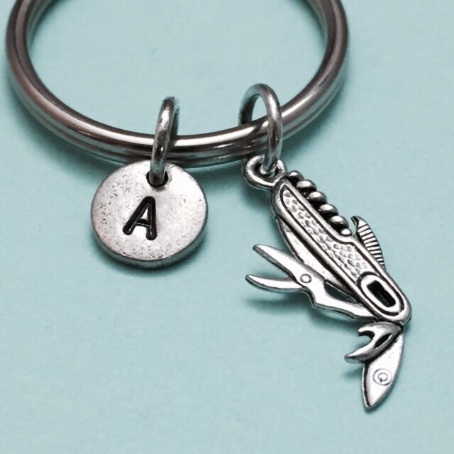 Schweizer Armee Messer Schlüsselbund, Charme, Boyscout Keychain, Personalisierte Schlüsselanhänger, Anfängliche Angepasst, Monogramm von Toodaughters