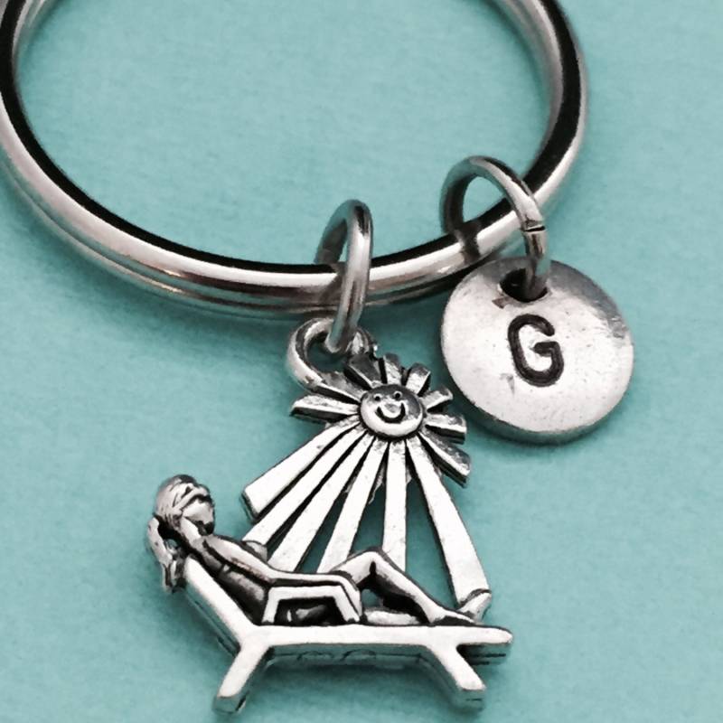 Sonnen-Schlüsselanhänger, Sonnen Charme, Sommer Schlüsselbund, Personalisierte Schlüsselanhänger, Erste Ursprünglichen Angepasst, Monogramm von Toodaughters