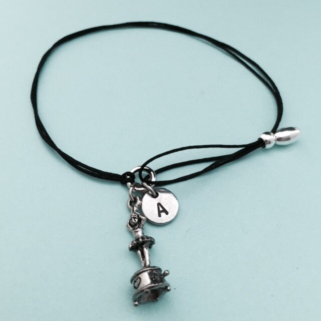Spieluhr Ballerina Schnur Armband, Charm Verstellbare Bettelarmband, Personalisierte, Initial, Monogramm von Toodaughters