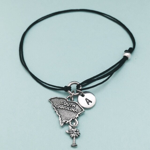 Südcarolina Kordelarmband, South Carolina Verstellbares Armband, Bettelarmband, Personalisiertes Initiale, Monogramm von Toodaughters