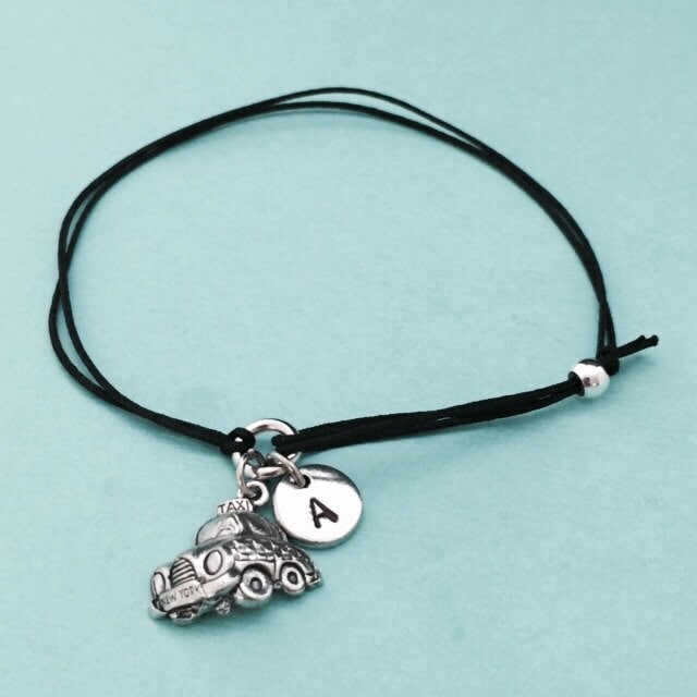 Taxi Schnur Armband, Bettelarmband Taxi, Verstellbare Bettelarmband, Personalisierte Initial, Monogramm von Toodaughters