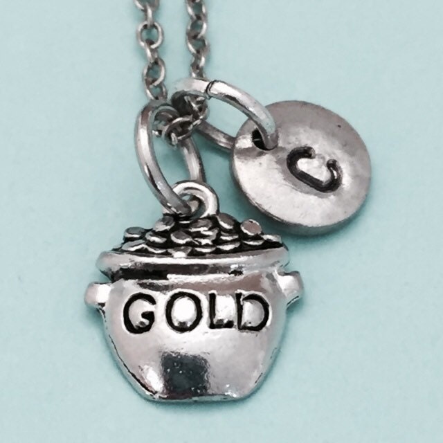 Topf Mit Gold Halskette, Voll Charm, Personalisierte Erste Monogramm, Ursprünglichen Charme von Toodaughters