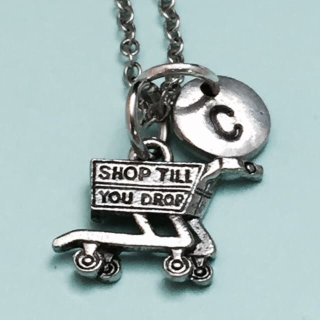 Warenkorb Warenkorb-Halskette, Einkaufen Charme, Einkaufen, Personalisierte Halskette, Anfängliche Ursprünglichen Monogramm von Toodaughters