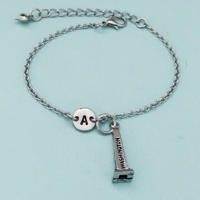Washington Monument Bettelarmband, Charme, Verstellbare Armband, Ort, Personalisierte Erste Monogramm von Toodaughters