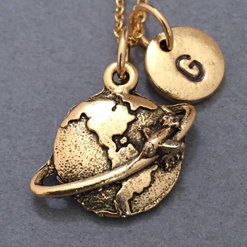 Welt-Halskette, Charme, Universum Halskette, Personalisierte Collier, Anfängliche Ursprünglichen Monogramm von Toodaughters