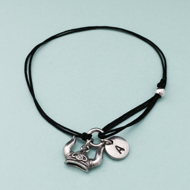 Wikinger Hut Schnur Armband, Bettelarmband Hut, Verstellbare Bettelarmband, Personalisierte Erste Monogramm von Toodaughters