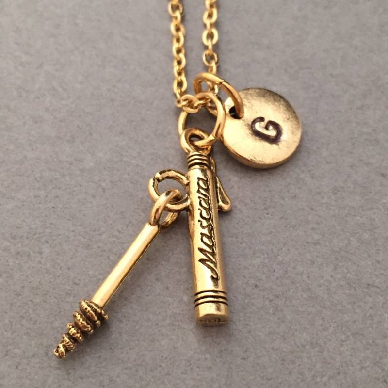 Wimperntusche Mascara Charme, Make-Up Halskette, Personalisierte Erste Monogramm Wimperntusche Mascara Charme, Make-Up Halskette, Personalisierte Erste Monogramm von Toodaughters