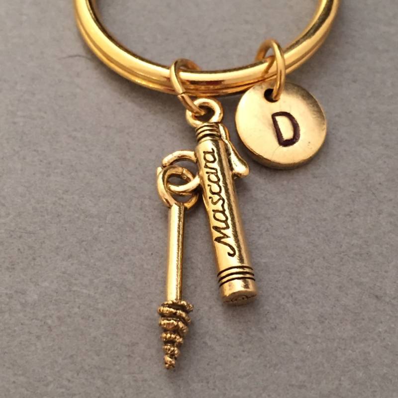 Wimperntusche Schlüsselbund, Charme, Make-Up Personalisierte Schlüsselanhänger, Erste Individuelle Monogramm Wimperntusche Schlüsselbund, Charme, Make-Up Personalisierte Schlüsselanhänger, Erste Individuelle Monogramm von Toodaughters