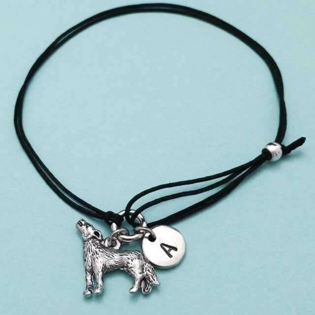 Wolf Kordel Armband, Bettelarmband, Verstellbares Personalisiertes Ursprüngliche Monogramm von Toodaughters