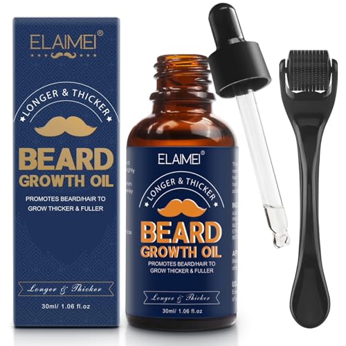 Bartwuchs-Set - Beard Growth Kit - Haarwuchs-Kit für Männer - Hair Growth Kit for Men - Bartwuchs Kit mit Bartroller - Beard Growth Infused with Bitoin - Verdicken und stärken für Haarwuchs von Tooffi