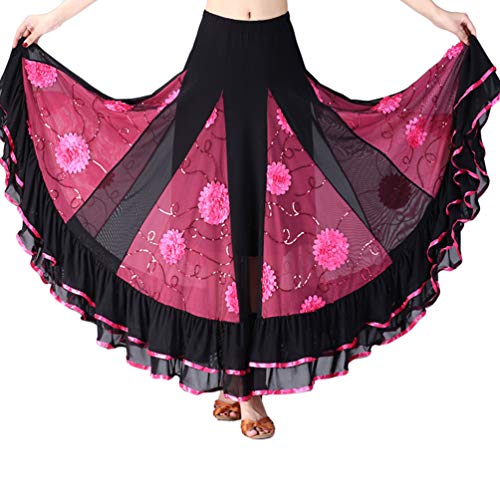 Tookang Frau Tanzrock Moderner Tanz Walzer Üben Sie Halbe Länge Sie den Rock Gesellschaftstanzrock Bühnenperformance von Tookang