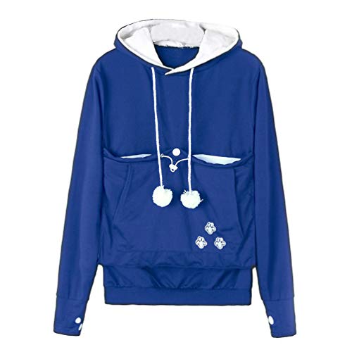 Tookang Sweatshirt Kangaroo Carrier Pulli mit Beutel Kapuzenpulli mit Beutel für Katzen Hoodie Kapuzenshirt Hoodie Katzenohren mit Groß Taschen mit Känguru/Katze/Hund Tasche von Tookang