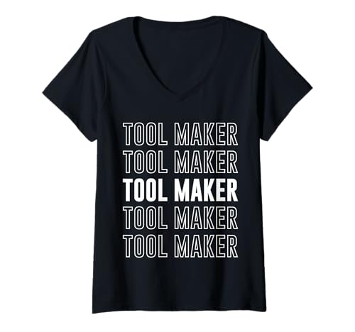 Damen Werkzeughersteller T-Shirt mit V-Ausschnitt von Tool Maker Apparel