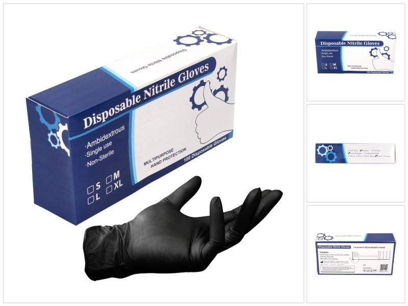 Toolbrothers Arbeitshandschuhe Nitril Einweg Handschuhe Schwarz 100 Stück Größe S - nicht Steril von Toolbrothers