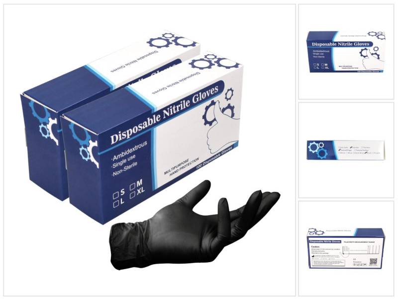 Toolbrothers Arbeitshandschuhe Nitril Einweg Handschuhe Schwarz 200 Stück Größe M - nicht Steril von Toolbrothers