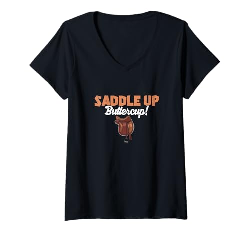 Damen Saddle Up Buttercup Lustige Lederverarbeitung für Lederarbeiter T-Shirt mit V-Ausschnitt Damen Saddle Up Buttercup Lustige Lederverarbeitung für Lederarbeiter T-Shirt mit V-Ausschnitt von Tooled For This