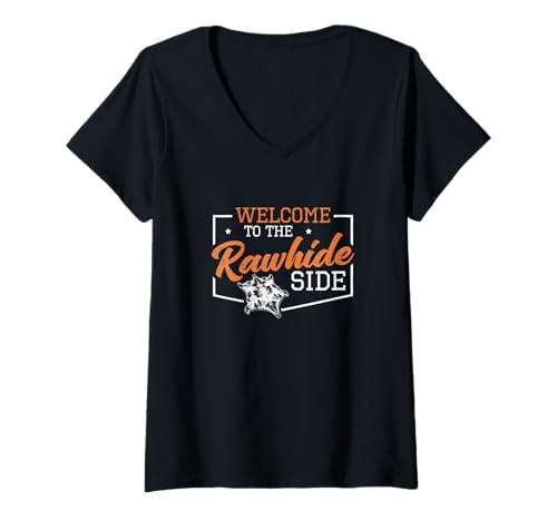 Damen Welcome to The Rawhide Side Lustiger Lederverarbeitungspolsterer T-Shirt mit V-Ausschnitt Damen Welcome to The Rawhide Side Lustiger Lederverarbeitungspolsterer T-Shirt mit V-Ausschnitt von Tooled For This