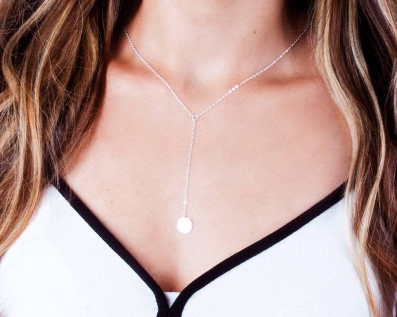 Disc Lariat Halskette, Sterling Silber Y-Halskette, Initial Personalisierte Disc, Gold, Rose Nzp1063 Disc Lariat Halskette, Sterling Silber Y-Halskette, Initial Personalisierte Disc, Gold, Rose Nzp1063 von Tooliks