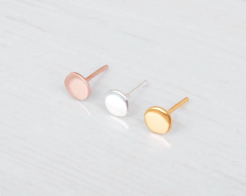 Kreis Ohrringe, Disc Ohrstecker, Zarte Gold, Silber, Minimal Zierliche 5 Mm Er22 von Tooliks